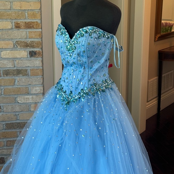 Mori Lee dress prom party wedding blue size 12 princess god mother halloween. - Picture 16 of 16